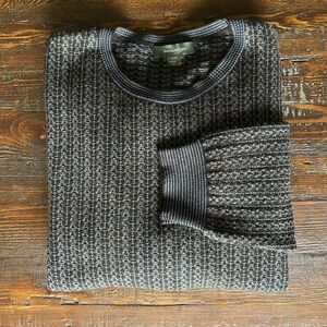 Designer Ermenegildo Zegna 100% Wool Sweater Made in Italy Brown Blue Textured